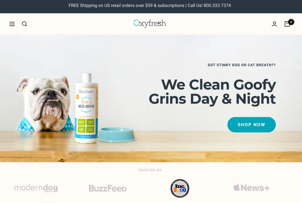 Oxyfresh homepage